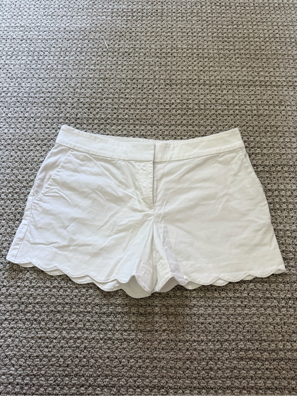 LOFT White Scallop Hem Cotton Blend Short